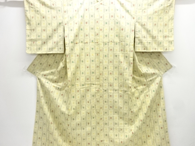 未使用品　亀甲模様織り出し手織り紬着物